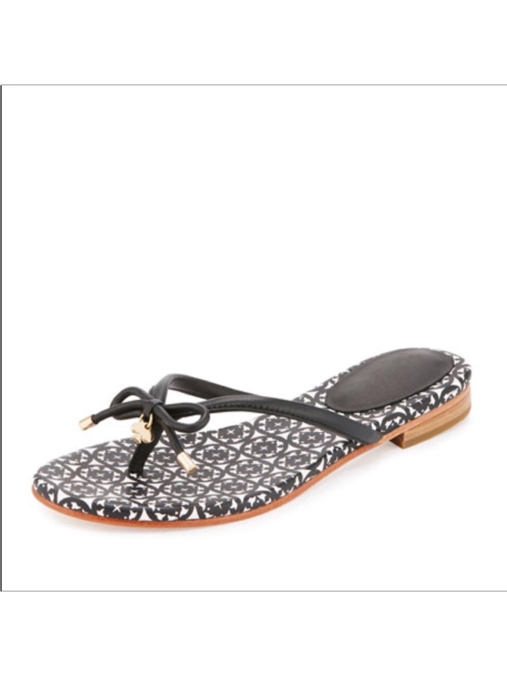Kate Spade New York Black White Mystic Bow Flat Sandals Size 10M